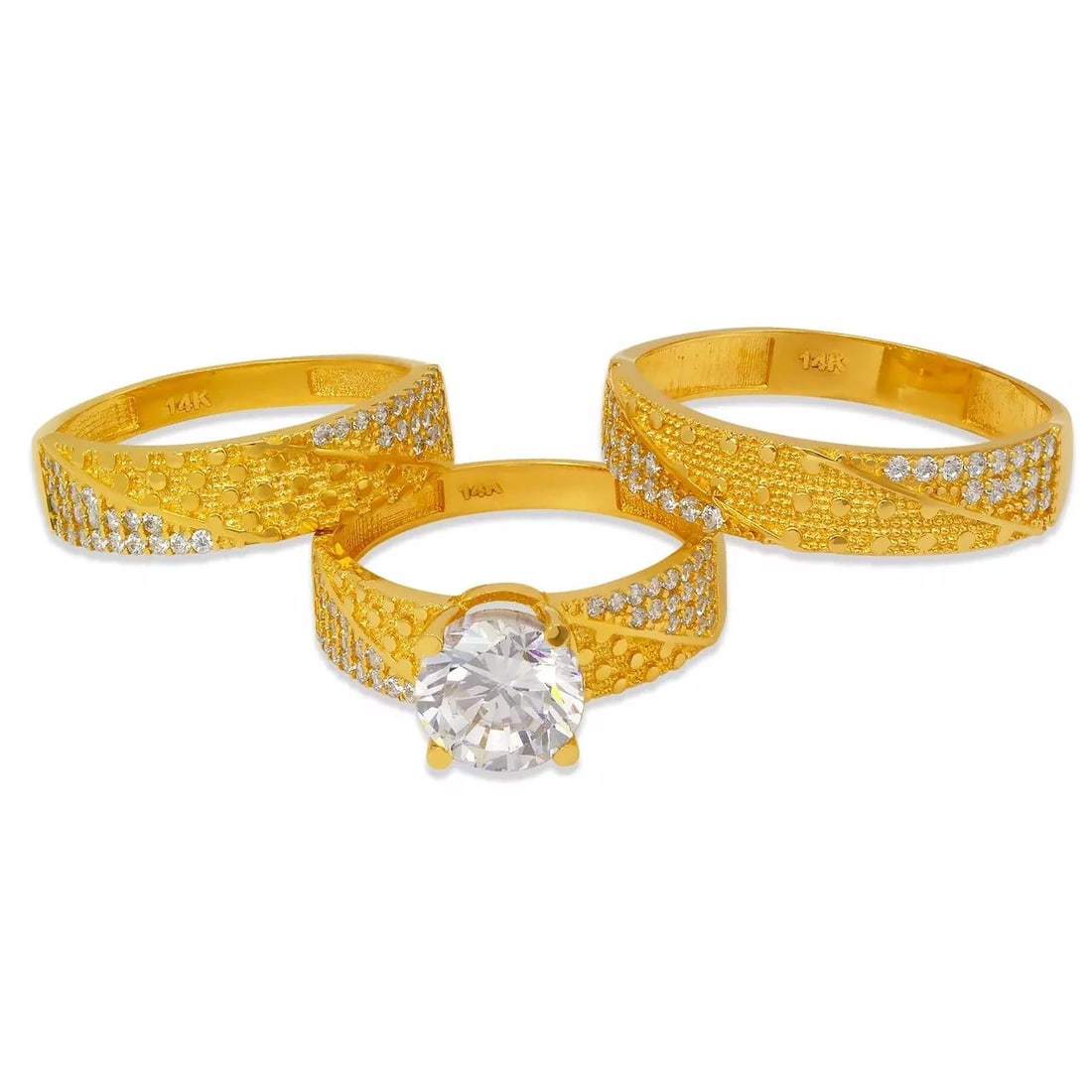 NEW 14K YELLOW WEDDING TRIO RING SET (1 of 2)