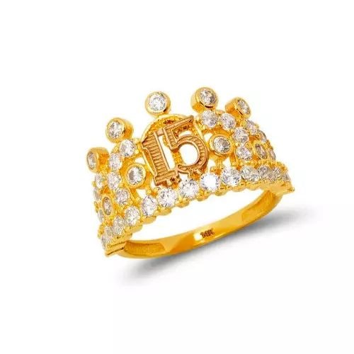 NEW 14K TWO TONE GOLD LADIES 15 ANOS TIARA CZ RING: NEW 14K TWO TONE GOLD LADIES 15 ANOS TIARA CZ RING 14K Two Tone Gold Approx. 13mm Center, 2.0mm Band High Polished/Cubic Zirconia Weight: 4.3 Grams