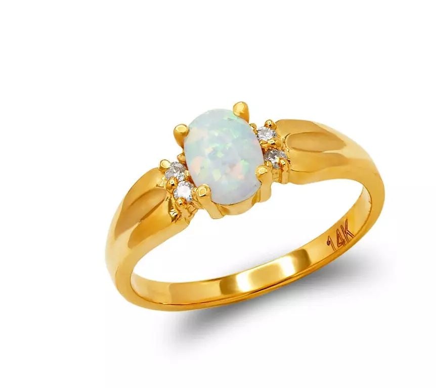 NEW 14K TWO TONE GOLD LADIES OPAL CZ RING: NEW 14K TWO TONE GOLD LADIES OPAL CZ RING 14K Two Tone Gold Size 7 Approx. 5mm High Polished/Cubic Zirconia Weight: 2.6 Grams