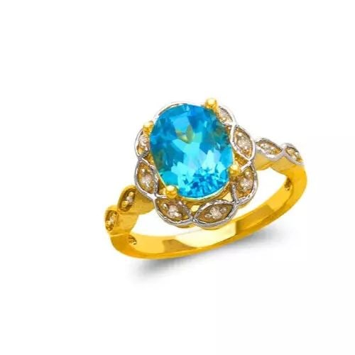 NEW 14K TWO TONE GOLD LADIES MYSTIC CZ RING: NEW 14K TWO TONE GOLD LADIES MYSTIC CZ RING 14K Two Tone Gold Size 7 Approx. 10mm Stone, 14mm Center High Polished/Diamond Cut/Cubic Zirconia Weight: 4.8 Grams