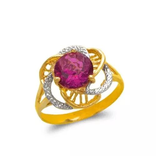 NEW 14K TWO TONE GOLD LADIES MYSTIC CZ RING: NEW 14K TWO TONE GOLD LADIES MYSTIC CZ RING 14K Two Tone Gold Size 7 Approx. 8mm Stone, 14mm Center High Polished/Diamond Cut/Cubic Zirconia Weight: 2.9 Grams