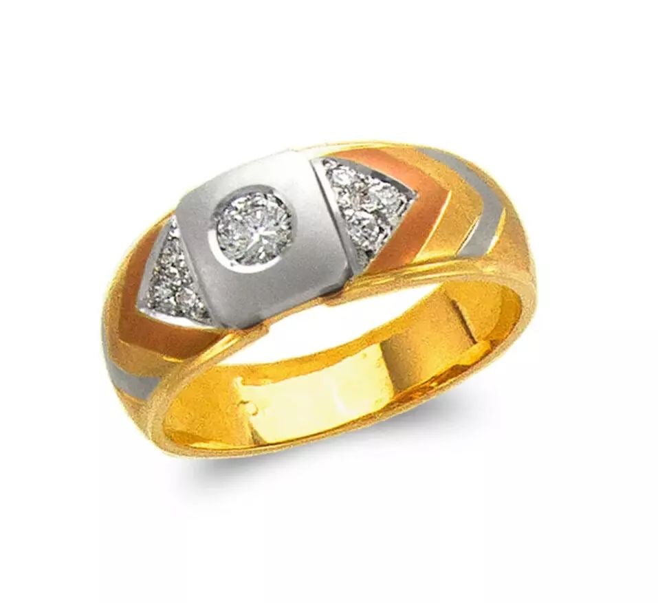 NEW 14K TRI COLOR GOLD MEN'S FANCY COUPLE CZ RING (1 of 2)