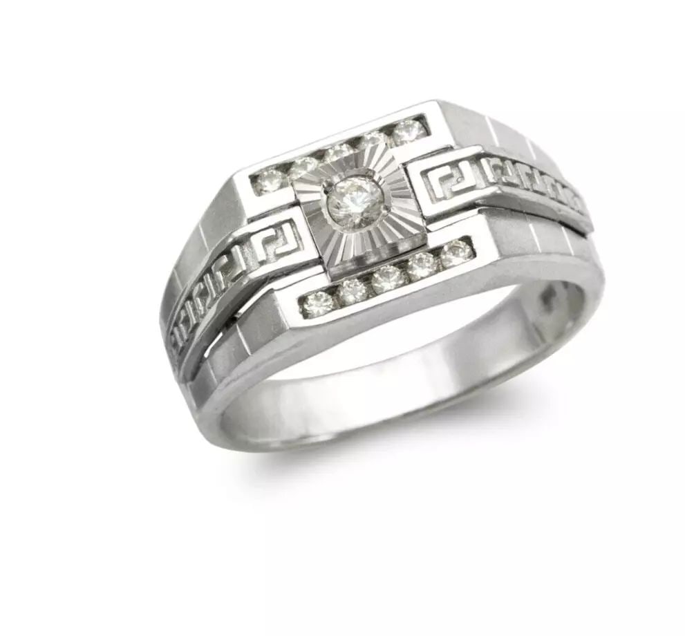 NEW 14K WHITE GOLD MEN'S FANCY CZ RING (1 of 2)