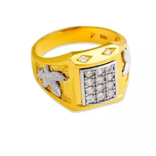 NEW 14K TWO TONE GOLD MEN'S FANCY EAGLE CZ RING (1 of 2)