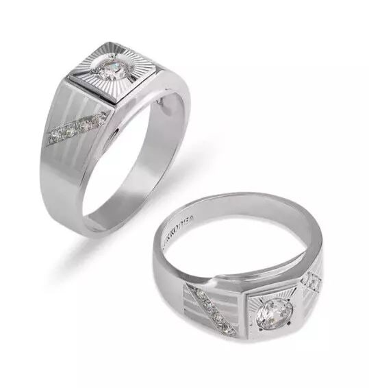 NEW 14K WHITE GOLD LADIES FANCY COUPLE CZ RING (1 of 2)