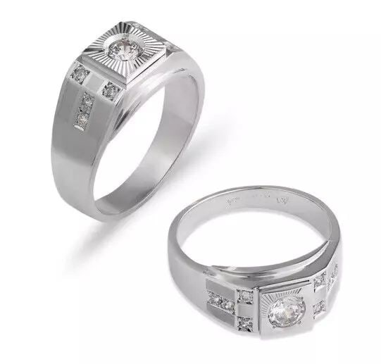 NEW 14K WHITE GOLD LADIES FANCY COUPLE CZ RING (1 of 2)
