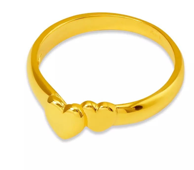 NEW 14K YELLOW GOLD LADIES DOUBLE HEART DESIGN RING (1 of 2)
