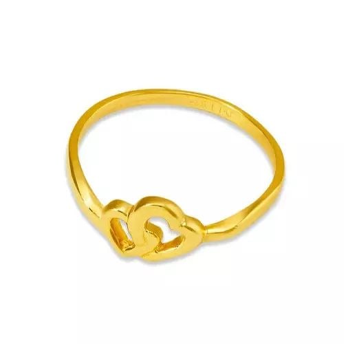 NEW 14K YELLOW GOLD LADIES DOUBLE HEART DESIGN RING (1 of 2)