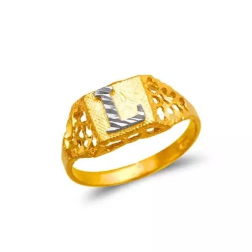 NEW 14K TWO TONE GOLD LADIES INITIAL RING (1 of 2)