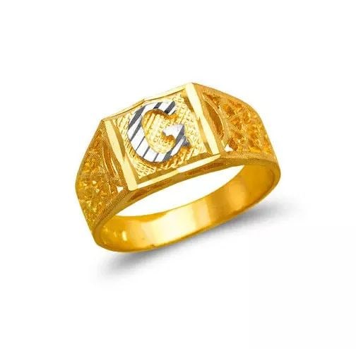 NEW 14K TWO TONE GOLD LADIES INITIAL RING (1 of 2)