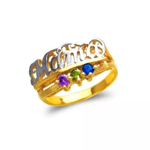 NEW 14K TWO TONE GOLD MAMA CZ RING: NEW 14K TWO TONE GOLD MAMA CZ RING 14K Two Tone Gold Size 7 Approx. 12mm High Polished/Cubic Zirconia Weight: 3.7 Grams