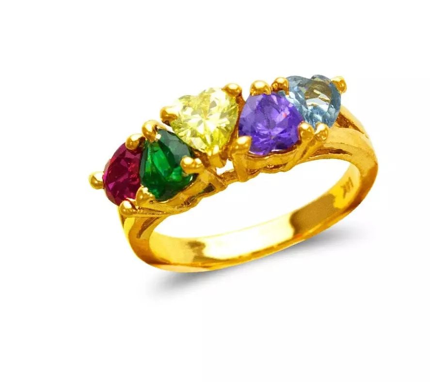 NEW 14K YELLOW GOLD MOTHER'S CZ RING (1 of 2)