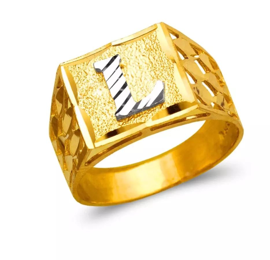 NEW 14K TWO TONE GOLD MENS INITIAL RING (1 of 2)