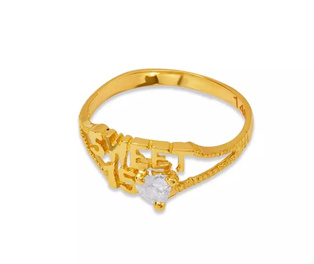 NEW 14K TWO TONE GOLD LADIES SWEET 15 RING: NEW 14K TWO TONE GOLD LADIES SWEET 15 RING 14K TWO TONE Gold Size 7 Approx. 8mm Center High Polished/Cubic Zirconia Available in White Gold Weight: 1.6 Grams