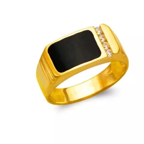NEW 14K YELLOW GOLD MEN'S FULL CUT ONYX RING (1 of 2)