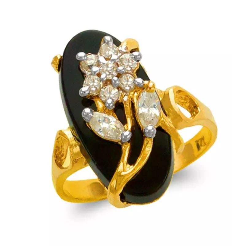 NEW 14K TWO TONE GOLD LADIES ONYX RING (1 of 2)