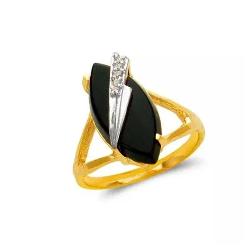 NEW 14K TWO TONE GOLD LADIES ONYX RING: NEW 14K TWO TONE GOLD LADIES ONYX RING 14K Two Tone Gold Size 7 Approx. 16mm High Polished/Cubic Zirconia Weight: 3.7 Grams