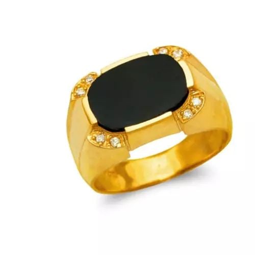 NEW 14K YELLOW GOLD MEN'S FULL CUT ONYX RING (1 of 2)