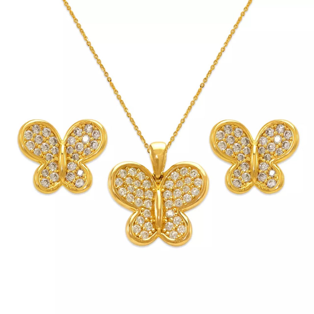 NEW 14K YELLOW GOLD FANCY COLLECTION SET EARRINGS PENDANT: NEW 14K YELLOW GOLD FANCY COLLECTION SET 14K Yellow Gold Approx. Measurements: Earrings- 12x10mm, Pendant- 14x12mm High Polished/Cubic Zirconia Items in this Set: Earrings, Pendant Chains Sold Separat