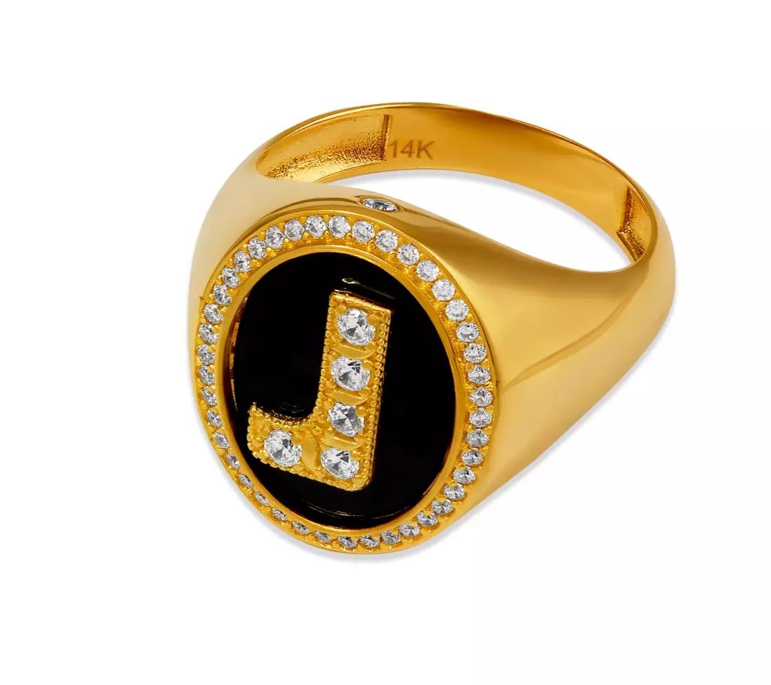 NEW 14K YELLOW GOLD MEN'S INITIAL J RING (1 of 2)