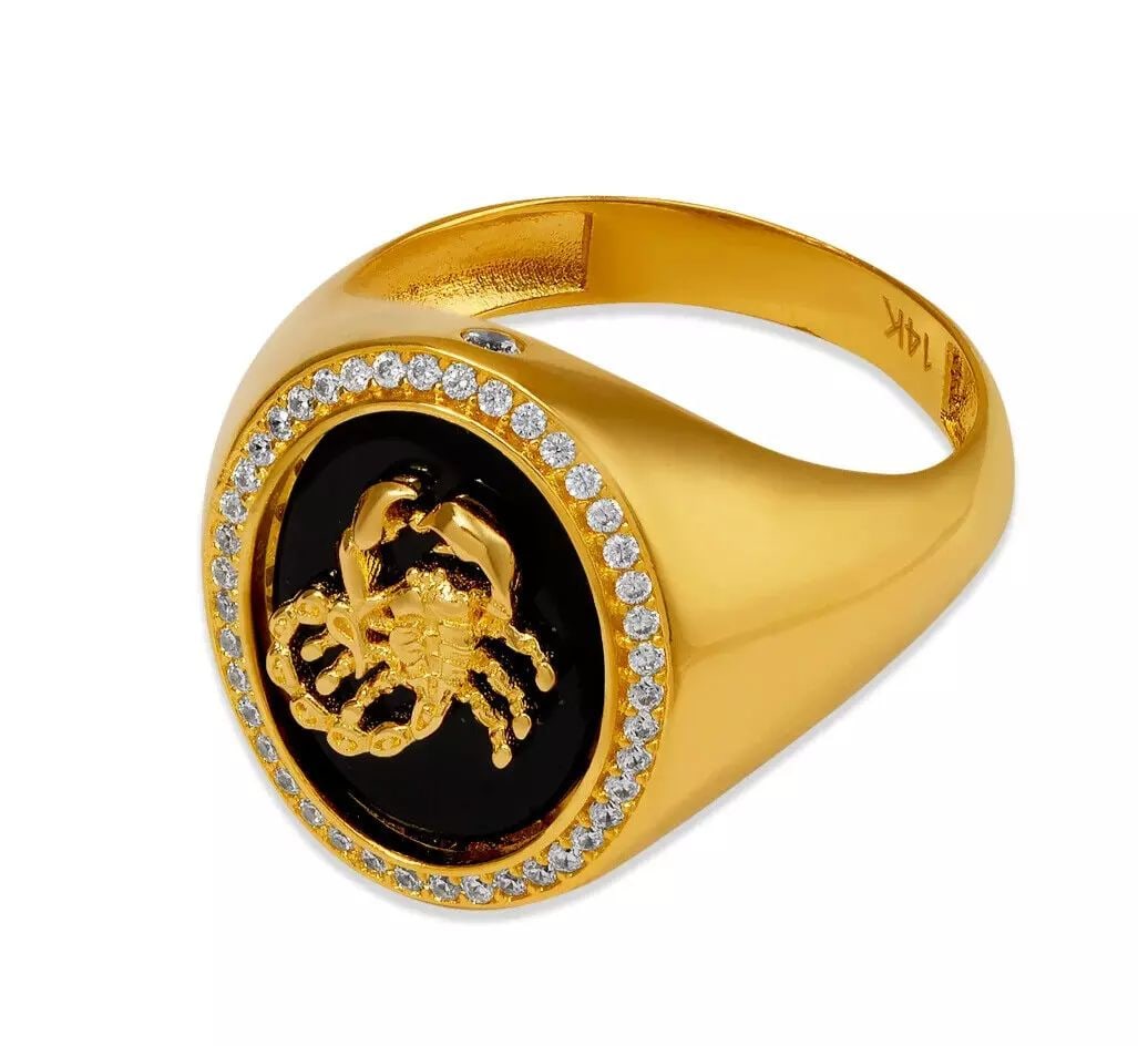 NEW 14K YELLOW GOLD MEN'S SCORPION RING (1 of 2)