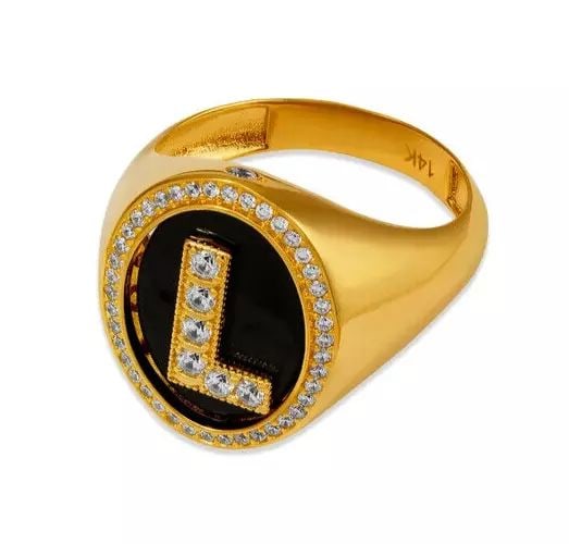 NEW 14K YELLOW GOLD MEN'S INITIAL L RING (1 of 2)