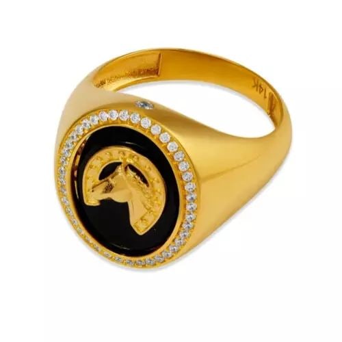 NEW 14K YELLOW GOLD MEN'S HORSESHOE RING (1 of 2)