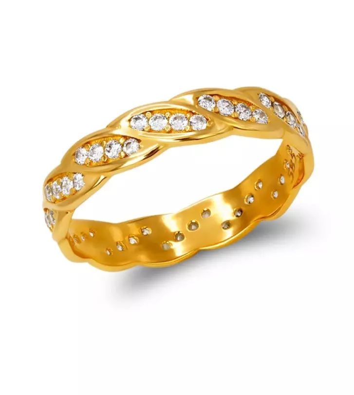 NEW 14K YELLOW GOLD LADIES FANCY CZ BAND RING (1 of 2)