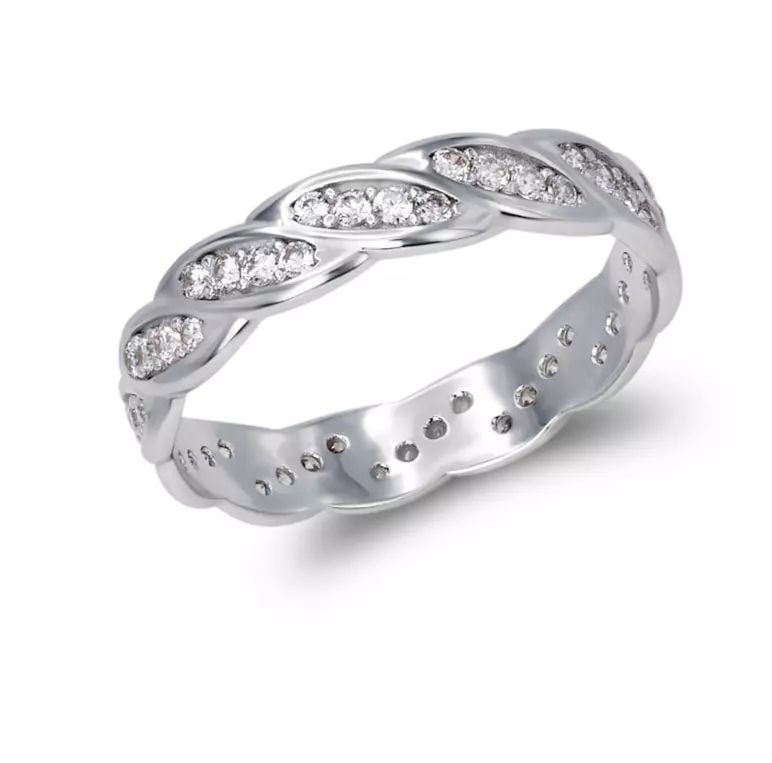NEW 14K WHITE GOLD LADIES FANCY CZ BAND RING (1 of 2)