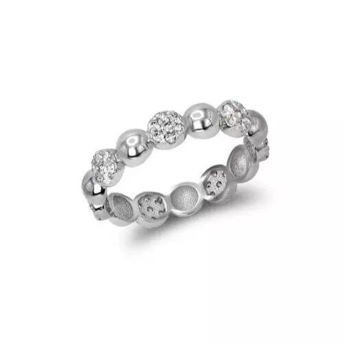 NEW 14K WHITE GOLD LADIES FANCY CZ BAND RING (1 of 2)