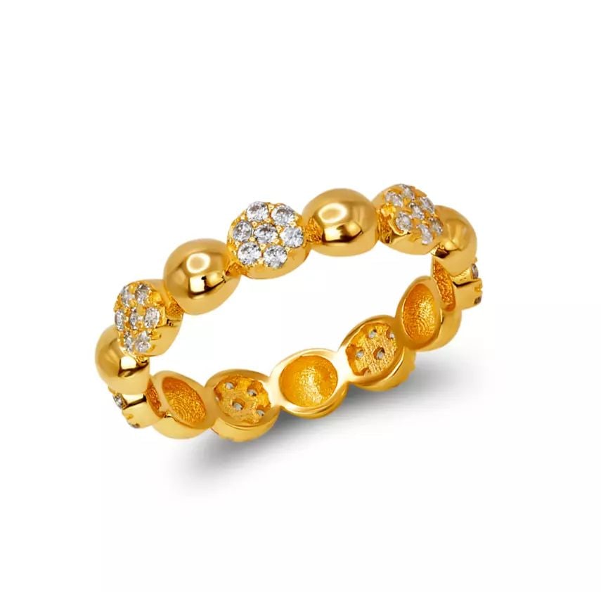 NEW 14K YELLOW GOLD LADIES FANCY CZ BAND RING: NEW 14K YELLOW GOLD LADIES FANCY CZ BAND RING 14K Yellow Gold Approx. 4mm Band High Polished/Cubic Zirconia Available in Rose and White Gold Weight: 2.1 Grams