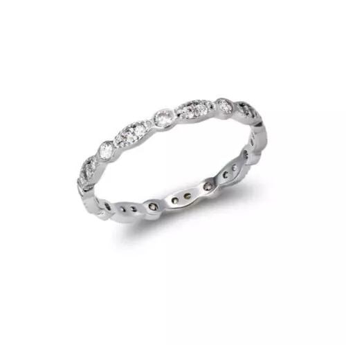 NEW 14K WHITE GOLD LADIES FANCY CZ BAND RING: NEW 14K WHITE GOLD LADIES FANCY CZ BAND RING 14K White Gold Approx. 2mm Band High Polished/Cubic Zirconia Available in Rose and Yellow Gold Weight: 1.4 Grams