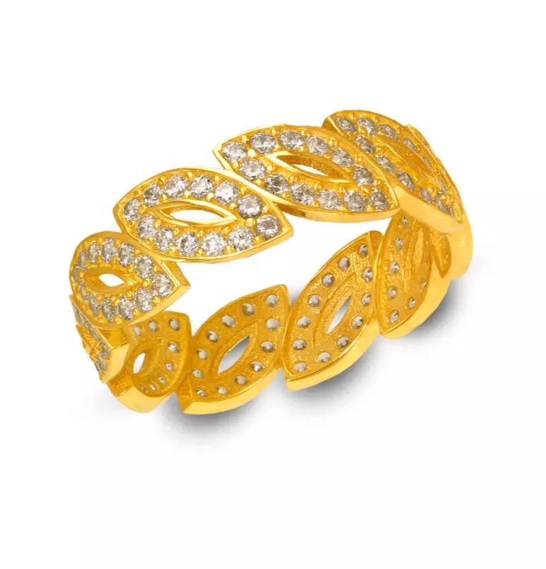 NEW 14K YELLOW GOLD LADIES FANCY CZ RING (1 of 2)