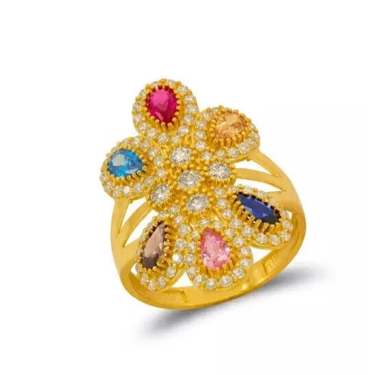 NEW 14K YELLOW GOLD HIGH POLISHED CZ RING (1 of 2)