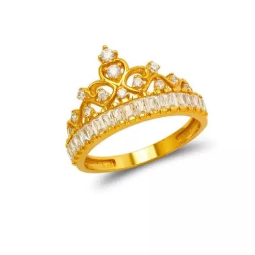 NEW 14K YELLOW GOLD FANCY TIARA CZ RING (1 of 2)