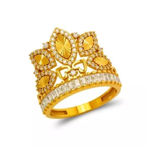NEW 14K YELLOW GOLD FANCY TIARA CZ RING: NEW 14K YELLOW GOLD FANCY TIARA CZ RING 14K Yellow Gold Approx. 18mm Center, 2.5mm Band High Polished/Cubic Zirconia Weight: 4.3 Grams