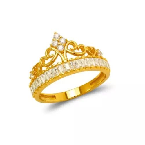 NEW 14K YELLOW GOLD FANCY TIARA CZ RING: NEW 14K YELLOW GOLD FANCY TIARA CZ RING 14K Yellow Gold Approx. 12mm Center, 2.5mm Band High Polished/Cubic Zirconia Weight: 2.8 Grams