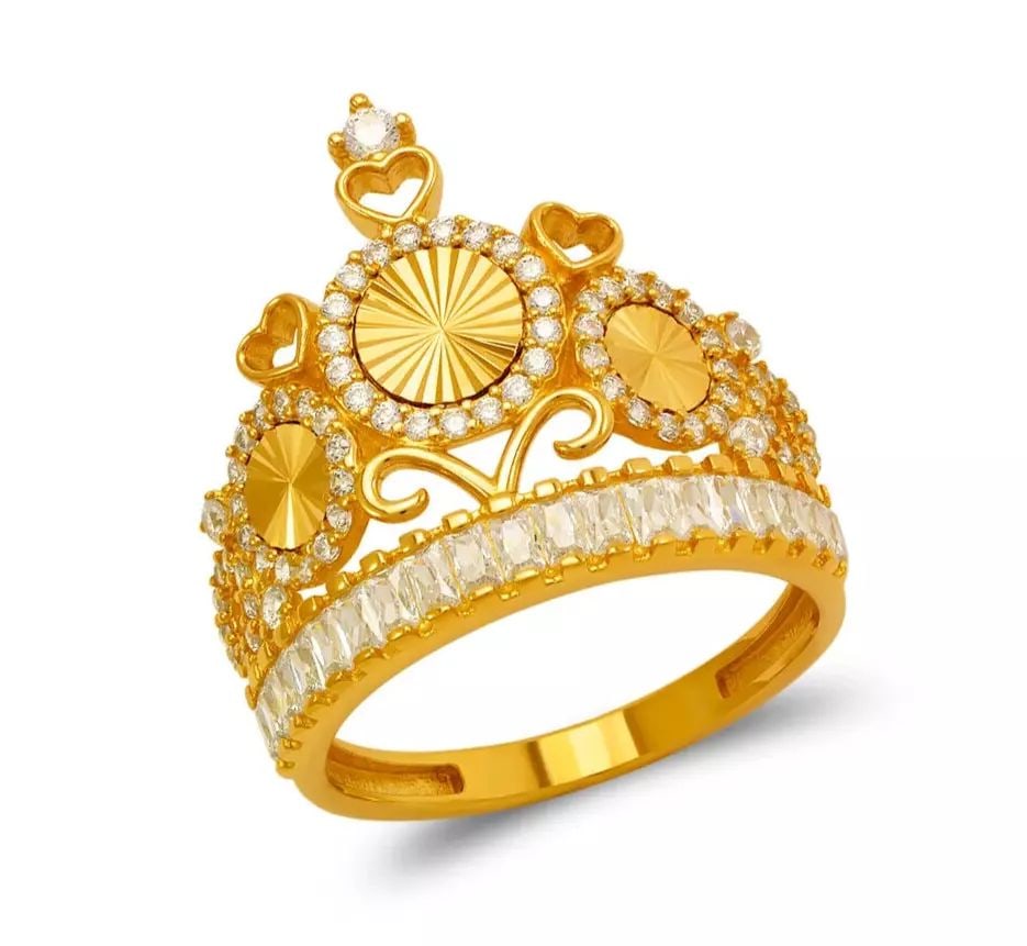NEW 14K YELLOW GOLD FANCY TIARA CZ RING (1 of 2)