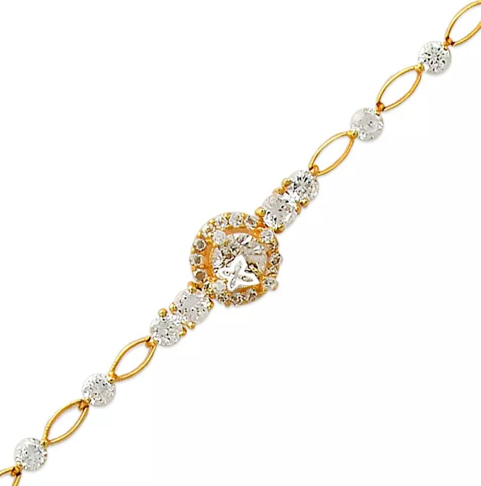 NEW 14K YELLOW GOLD FANCY CZ BRACELET (1 of 2)