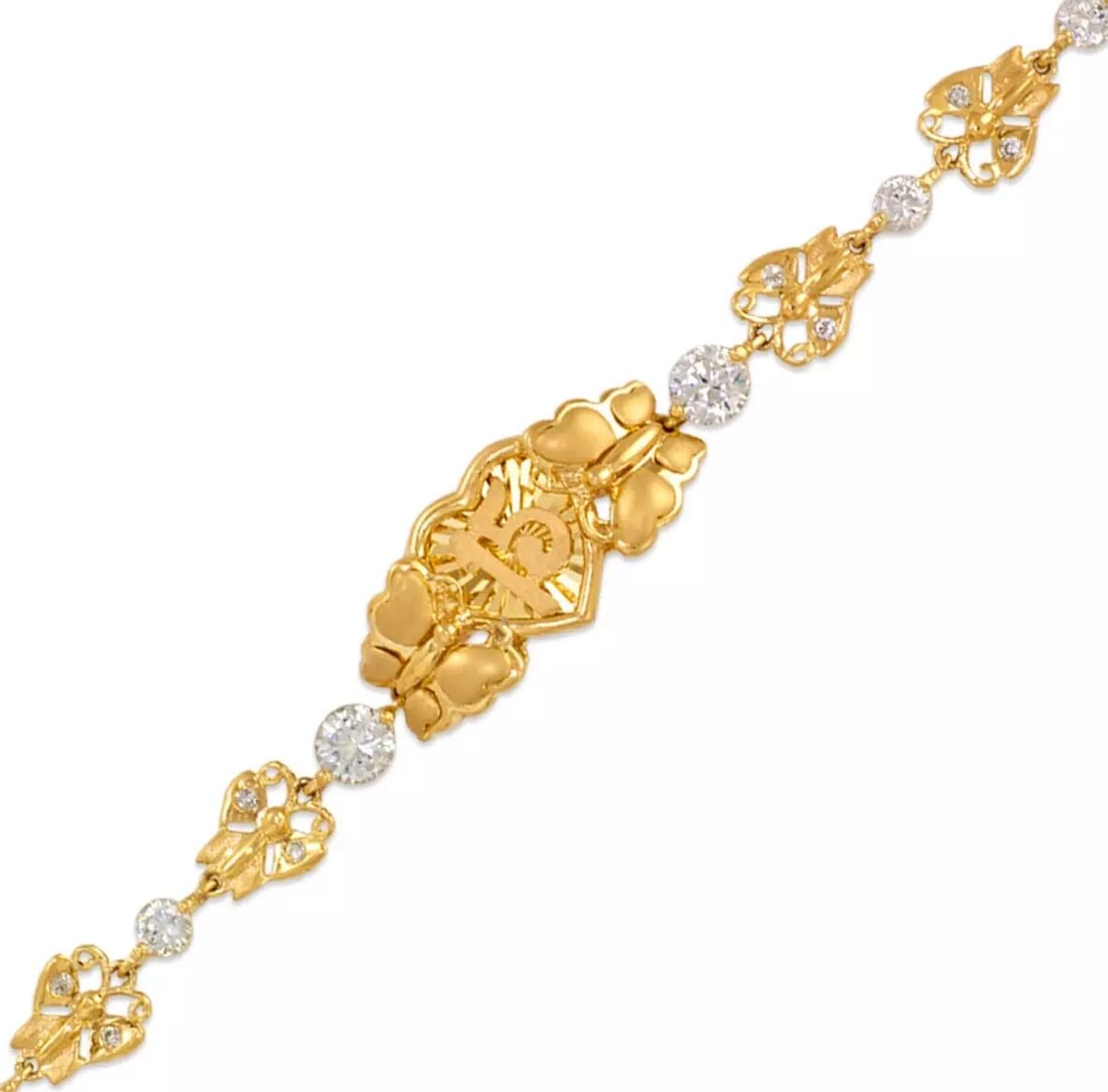 NEW 14K YELLOW GOLD FANCY 15 ANOS CZ BRACELET (1 of 2)