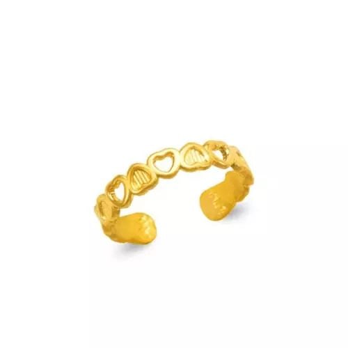 NEW 14K YELLOW GOLD HEART KNUCKLE / TOE RING: NEW 14K YELLOW GOLD HEART KNUCKLE / TOE RING 14K Yellow Gold Approx. 4mm Center High Polished/Diamond Cut Adjustable Weight: 0.9 Grams