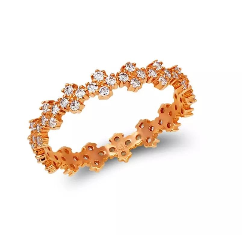 NEW 14K ROSE GOLD LADIES FANCY CZ BAND RING: NEW 14K ROSE GOLD LADIES FANCY CZ BAND RING 14K Rose Gold Approx. 4mm Band High Polished/Cubic Zirconia Available in White and Yellow Gold Weight: 1.5 Grams