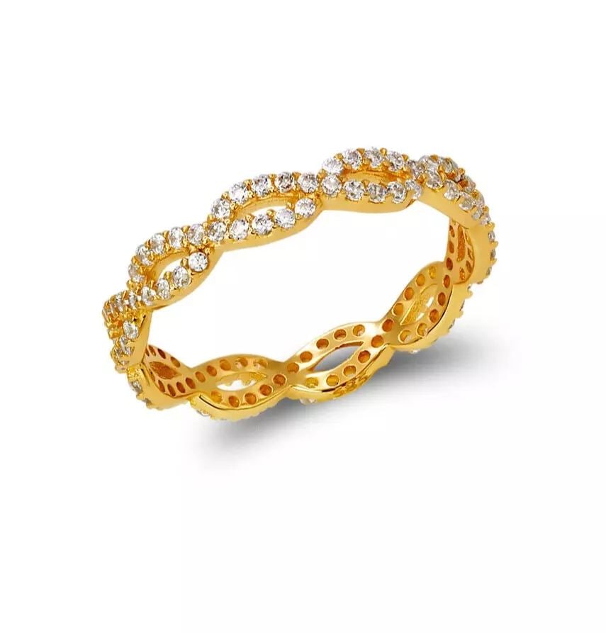 NEW 14K YELLOW GOLD LADIES FANCY CZ BAND RING: NEW 14K YELLOW GOLD LADIES FANCY CZ BAND RING 14K Yellow Gold Approx. 3.5mm Band High Polished/Cubic Zirconia Available in Rose and White Gold Weight: 1.7 Grams