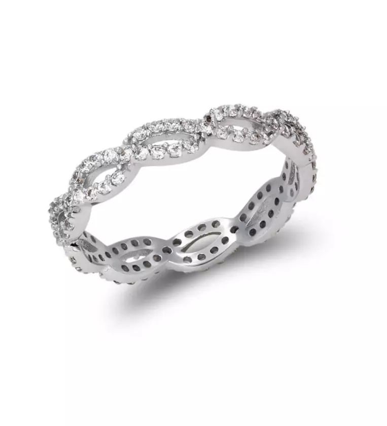 NEW 14K WHITE GOLD LADIES FANCY CZ BAND RING (1 of 2)