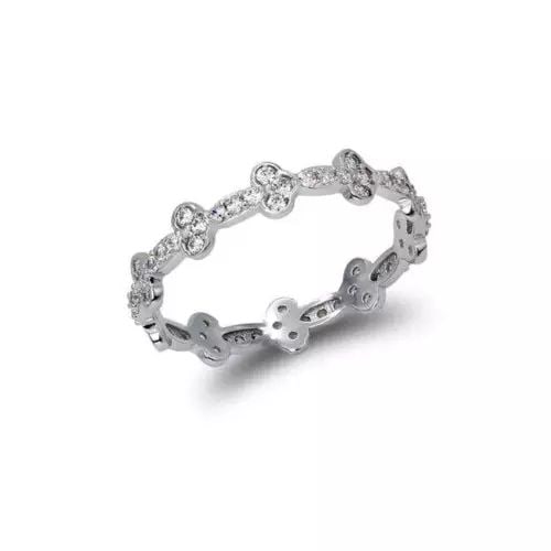 NEW 14K WHITE GOLD LADIES FANCY CZ BAND RING (1 of 2)