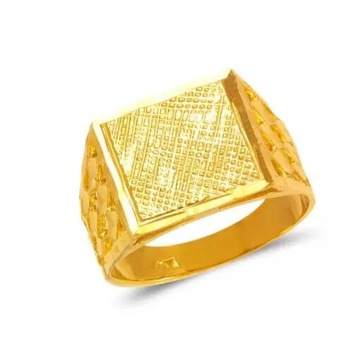 NEW 14K YELLOW GOLD MEN'S NUGGET RING (1 of 2)
