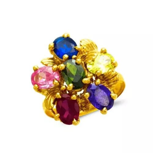 NEW 14K YELLOW GOLD MOTHER'S CZ RING (1 of 2)