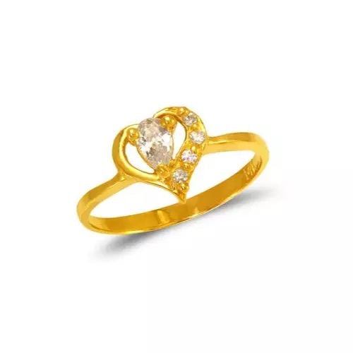 NEW 14K YELLOW GOLD LADIES HEART CZ RING (1 of 2)