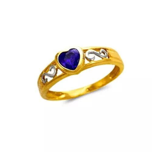 NEW 14K TWO TONE GOLD LADIES HEART CZ RING (1 of 2)
