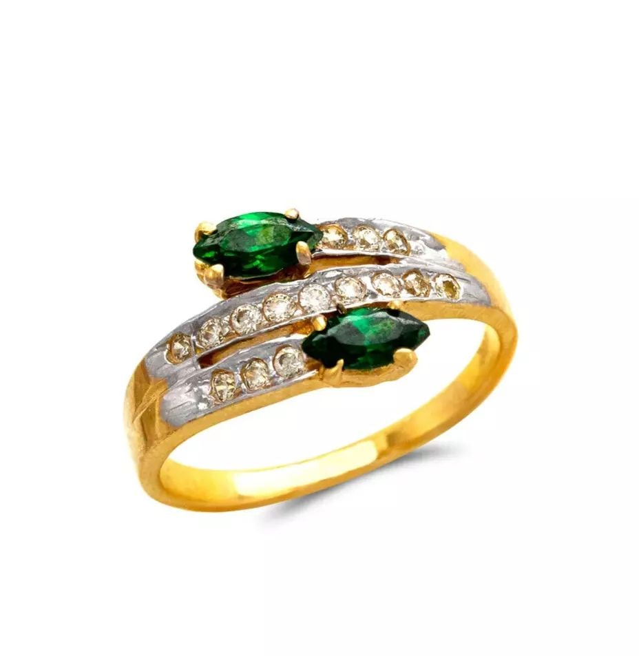 NEW 14K TWO TONE GOLD LADIES CZ RING (1 of 2)